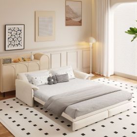 66" Queen Pull Out Sofa Bed, 3-in-1 Convertible Sleeper Sofa with Side Storage