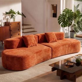 108.6-inch curved combination sofa with a modern cloud pattern design, made without a frame using compression technology