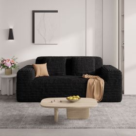 Premium corduroy fabric sofa with layered sponge system (Color: Black)