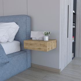 Vienna Floating Nightstand, Sleek Wall-Mounted Design with Spacious Drawer Storage, Dark Brown (Color: Macadamia)